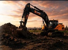 Bagger im Einsatz auf einer Baustelle